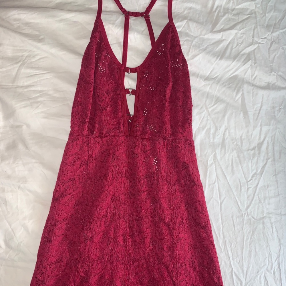 Free people red lace mini dress